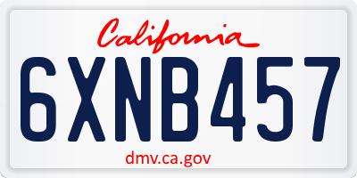 CA license plate 6XNB457