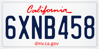 CA license plate 6XNB458