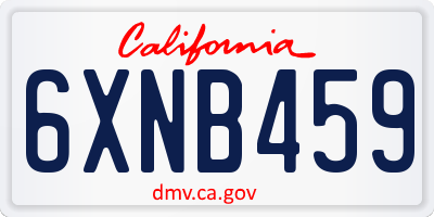 CA license plate 6XNB459