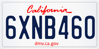 CA license plate 6XNB460
