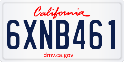 CA license plate 6XNB461