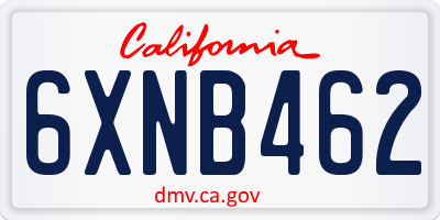 CA license plate 6XNB462