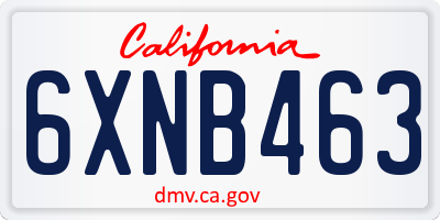 CA license plate 6XNB463