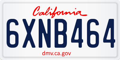 CA license plate 6XNB464