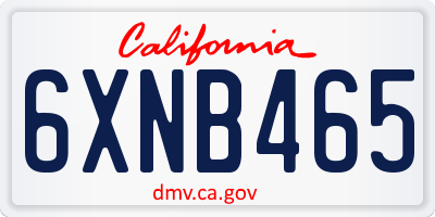CA license plate 6XNB465