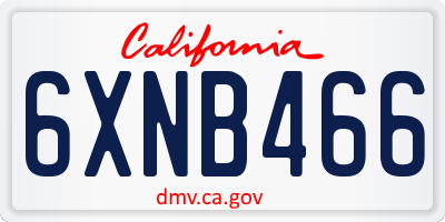CA license plate 6XNB466