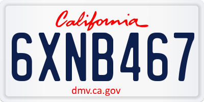 CA license plate 6XNB467