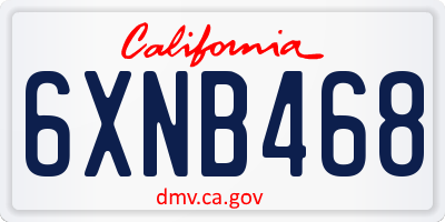 CA license plate 6XNB468