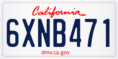 CA license plate 6XNB471