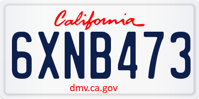 CA license plate 6XNB473