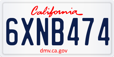 CA license plate 6XNB474