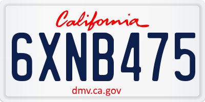 CA license plate 6XNB475