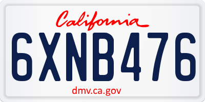 CA license plate 6XNB476