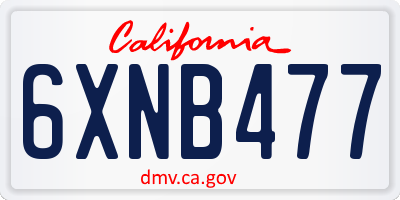 CA license plate 6XNB477