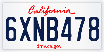 CA license plate 6XNB478