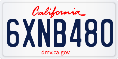 CA license plate 6XNB480