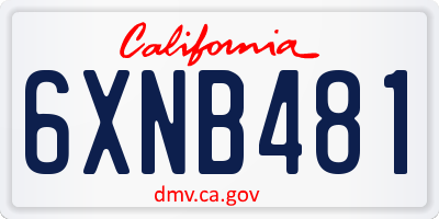 CA license plate 6XNB481