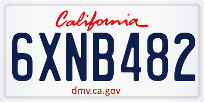 CA license plate 6XNB482
