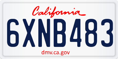 CA license plate 6XNB483