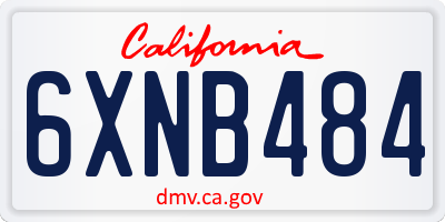 CA license plate 6XNB484