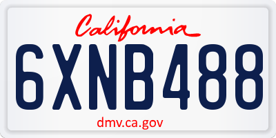 CA license plate 6XNB488