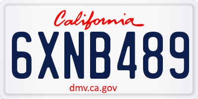 CA license plate 6XNB489