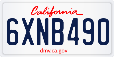 CA license plate 6XNB490