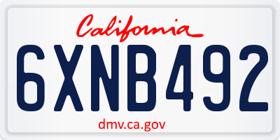 CA license plate 6XNB492