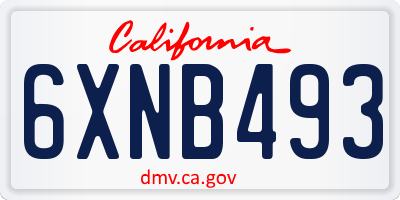 CA license plate 6XNB493