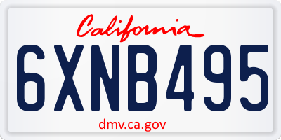CA license plate 6XNB495