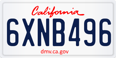 CA license plate 6XNB496