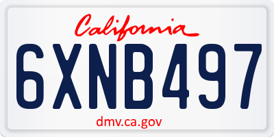 CA license plate 6XNB497