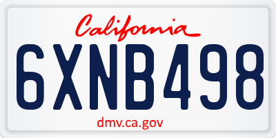 CA license plate 6XNB498