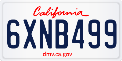 CA license plate 6XNB499