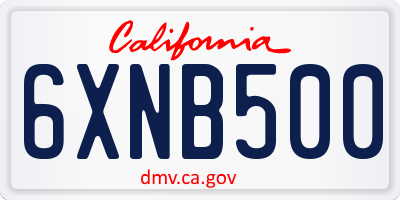 CA license plate 6XNB500