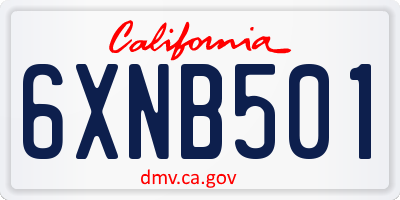 CA license plate 6XNB501