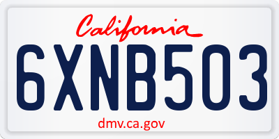 CA license plate 6XNB503