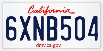CA license plate 6XNB504