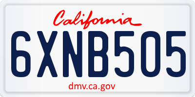 CA license plate 6XNB505