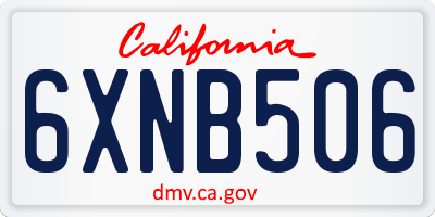 CA license plate 6XNB506