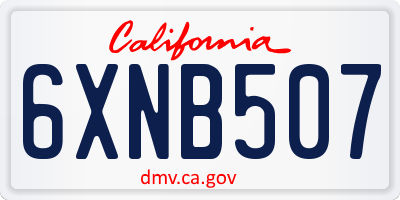 CA license plate 6XNB507
