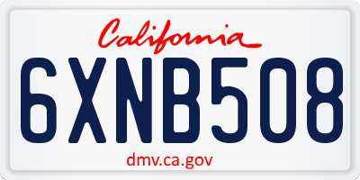 CA license plate 6XNB508