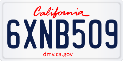 CA license plate 6XNB509