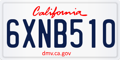 CA license plate 6XNB510