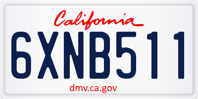 CA license plate 6XNB511