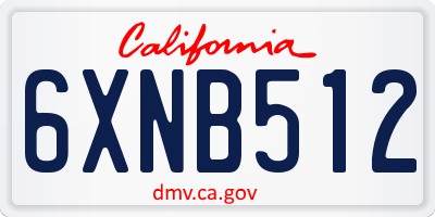 CA license plate 6XNB512