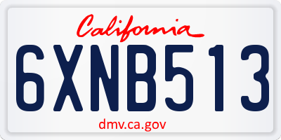 CA license plate 6XNB513