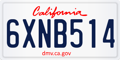 CA license plate 6XNB514