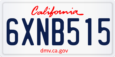 CA license plate 6XNB515