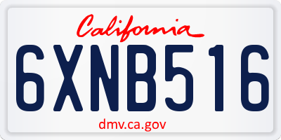 CA license plate 6XNB516